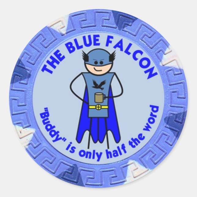 Sticker Rond L'autocollant personnalisé Blue Falcon (Devant)