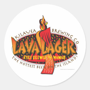 Sticker Rond Lava Lager Bière hawaïenne