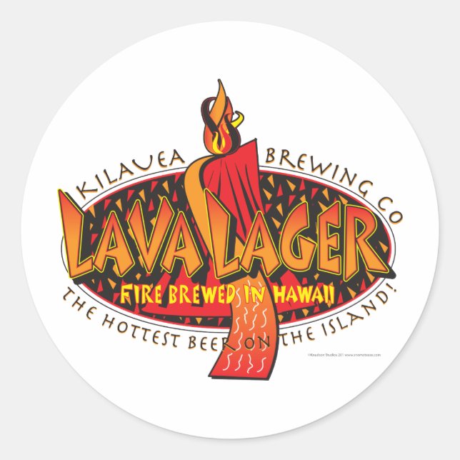 Sticker Rond Lava Lager Bière hawaïenne (Devant)