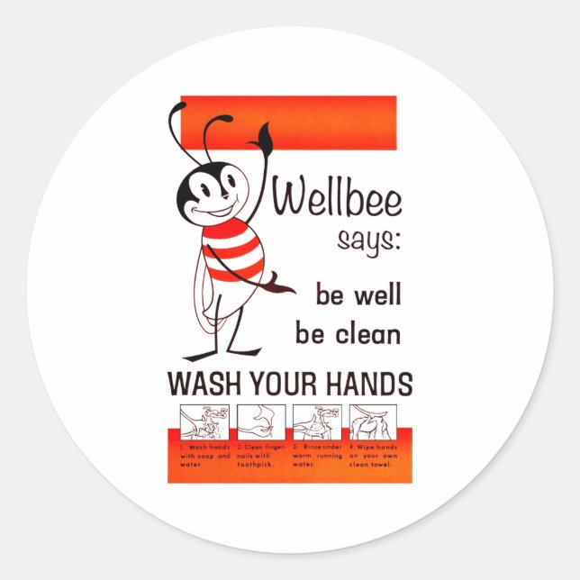 Sticker Rond LAVAGE de CDC de Wellbee VOTRE affiche de (Devant)
