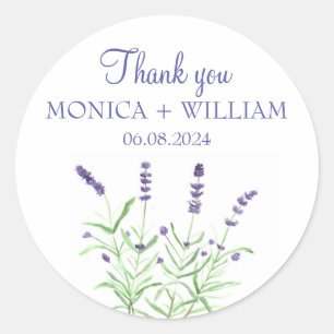 Sticker Rond Lavande aquarelle fleurs herbes rustique violet