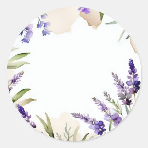 Sticker Rond Lavande d'aquarelle Serene Blooms