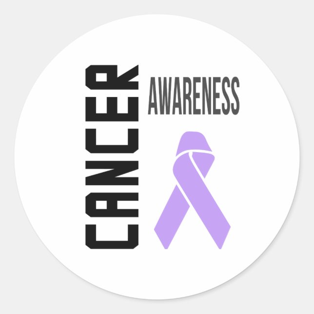 Sticker Rond Lavande de sensibilisation au cancer (tous les can (Devant)