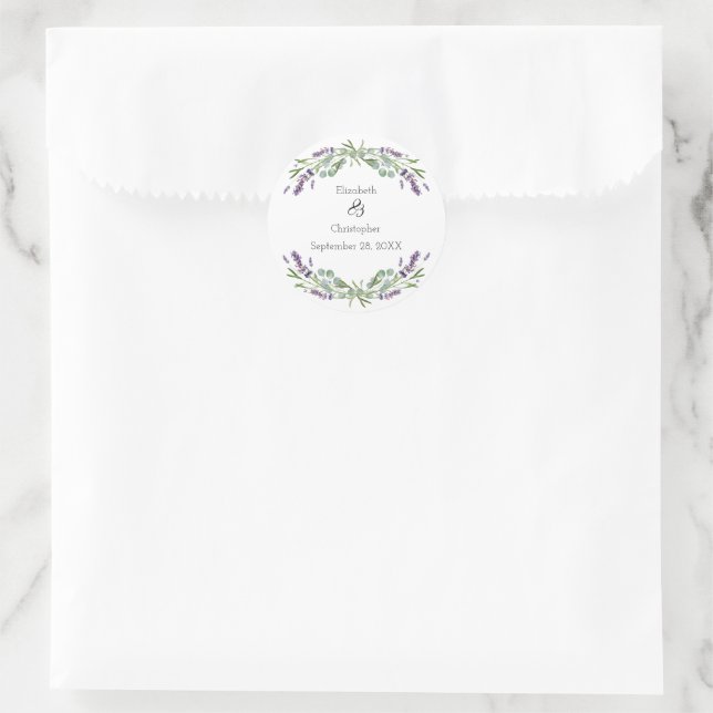 Sticker Rond Lavande Eucalyptus Mariage végétal (Sac)