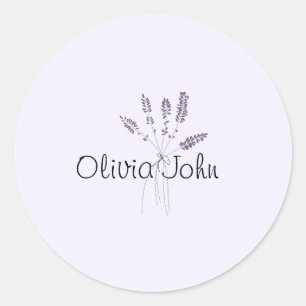Sticker Rond Lavande minimale personnalisée 