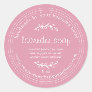 Sticker Rond Lavande Rustique Fait À La Main Soap Mer Rose