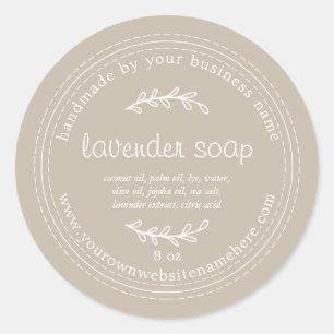 Sticker Rond Lavande Rustique fait main gris savon