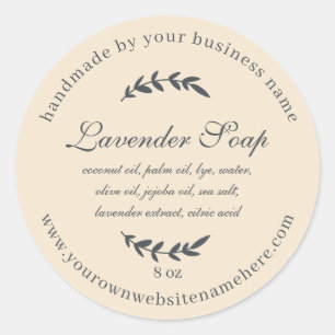 Sticker Rond Lavande Rustique fait main ivoire de savon
