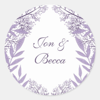 Sticker Rond Lavande violet Mariage Vintage Botanique