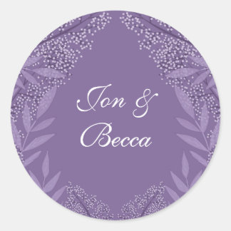 Sticker Rond Lavande violet Mariage Vintage Botanique