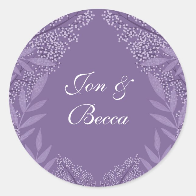 Sticker Rond Lavande violet Mariage Vintage Botanique (Devant)