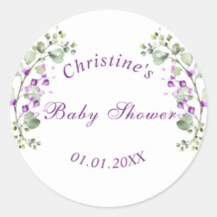 Sticker Rond Lavander Fleurs Baby shower Baby shower classique