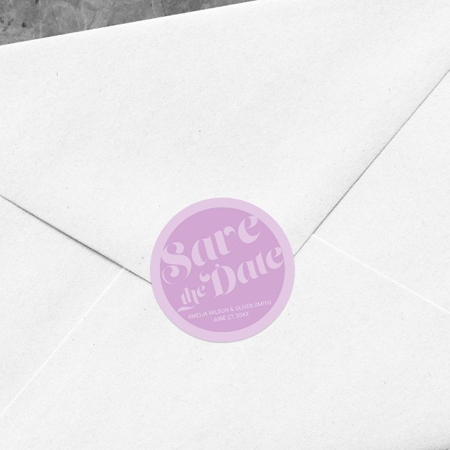 Sticker Rond Lavender Lilac Flourish Typographie Enregistrer la (Créateur téléchargé)