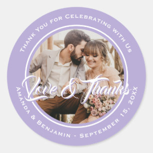 Sticker Rond Lavender Moderne Merci Mariage Photo Favoriser