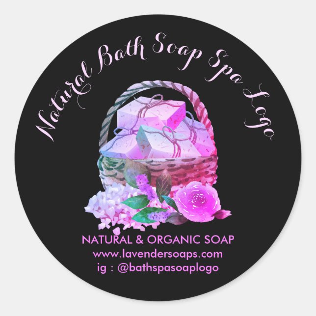 Sticker Rond Lavender Spa de savon fait main bain (Devant)