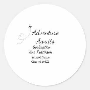 Sticker Rond L'aventure attend le diplôme ajouter le nom année 