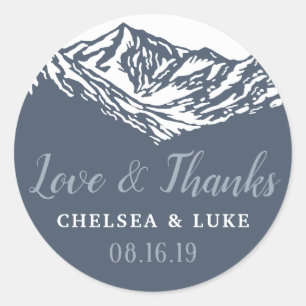 Sticker Rond L'aventure commence le Merci Mariage de montagne