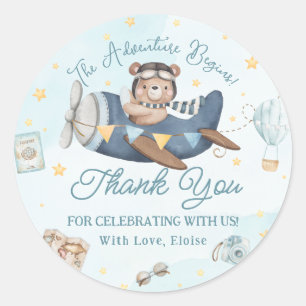 Sticker Rond L'aventure commence un joli Baby shower de garçon 
