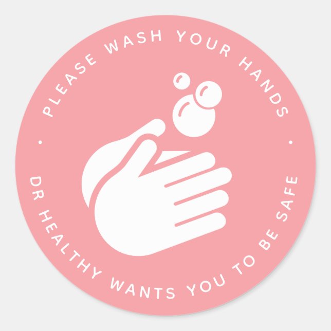 Sticker Rond Lavez-vous les mains - Lave-mains Docteur & Flu (Devant)