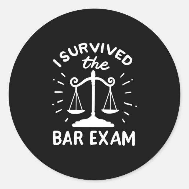 Sticker Rond L'Avocat A Survécu À L'Examen Bar (Devant)