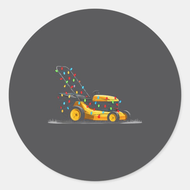 Sticker Rond Lawn Mower Christmas Graphics Lights Lover Mowing  (Devant)