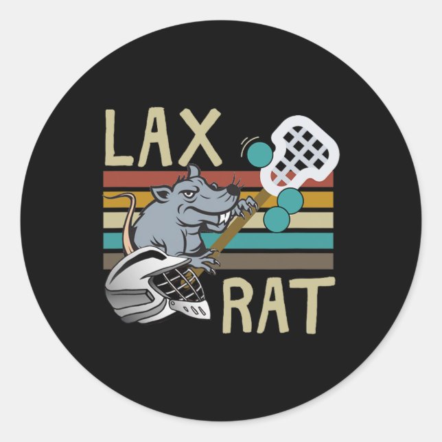 Sticker Rond Lax Rat Lacrosse Retro Vintage (Devant)