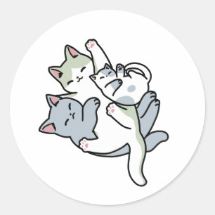 Sticker Rond Laze Furr Days - Cute Lazy Cats Design
