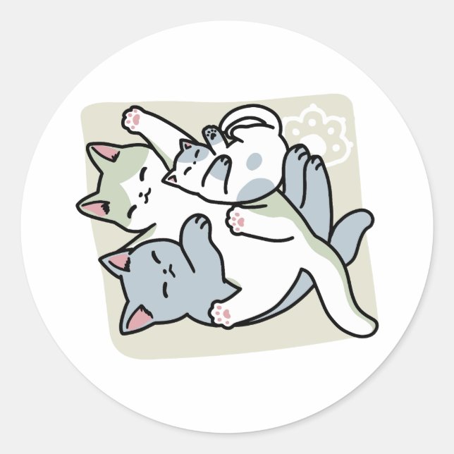 Sticker Rond Laze Furr Days - Cute Lazy Cats Design (Devant)