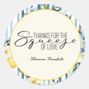 Sticker Rond Le Baby Shower de Maman au Citron Bleu