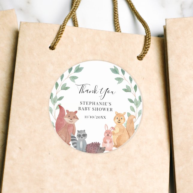 Sticker Rond Le Baby shower des animaux des bois (Créateur téléchargé)