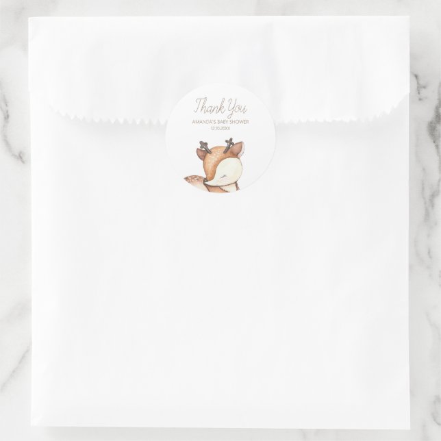 Sticker Rond Le Baby shower des animaux des bois (Sac)