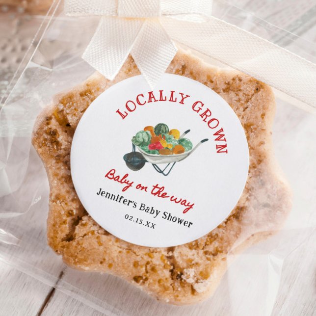 Sticker Rond Le Baby shower des fermiers cultivés localement (Créateur téléchargé)