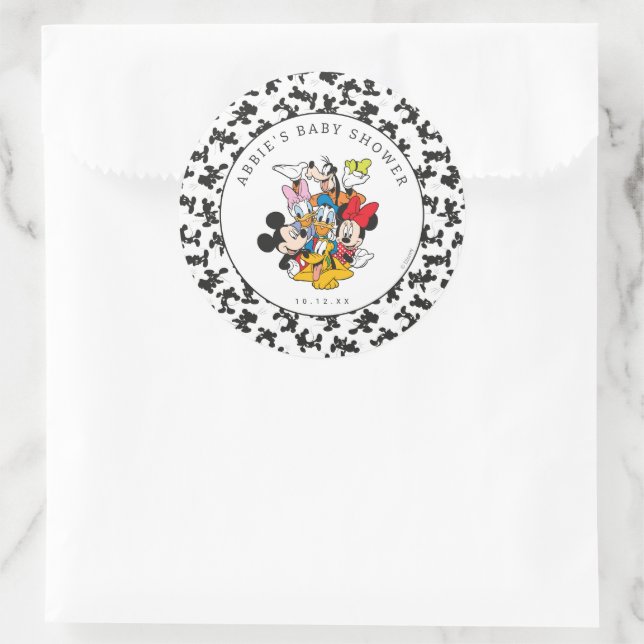 Sticker Rond Le Baby shower Mickey et amis de Disney (Sac)