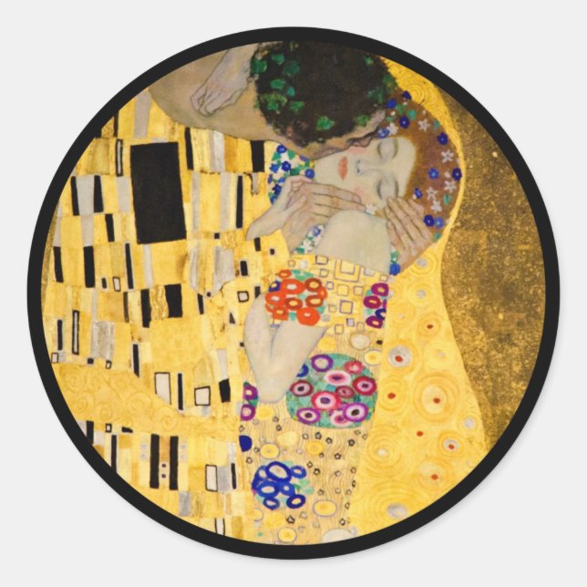 Sticker Rond Le baiser sur l'Arrière - plan texturé (Devant)