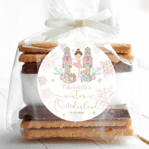 Sticker Rond Le Ballet Casse-Noisette Blush Rose Hiver Onederla