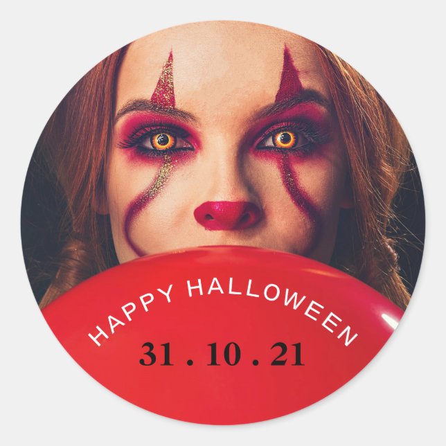 Sticker Rond Le ballon du diable, Happy Halloween (Devant)