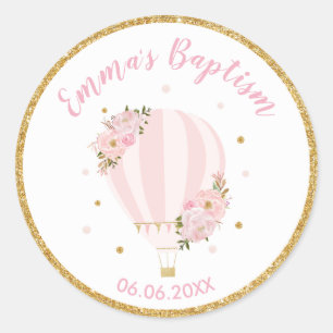Sticker Rond Le Baptême Du Baptême De Ballons À Air Chaud Ro