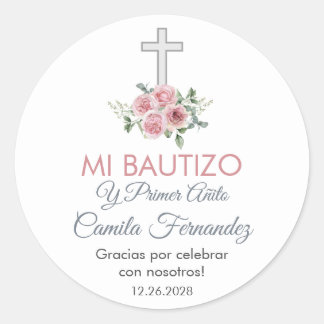 Sticker Rond Le baptême et le premier anniversaire favorisent l