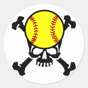 Sticker Rond Le base-ball sur le crâne de cerveau