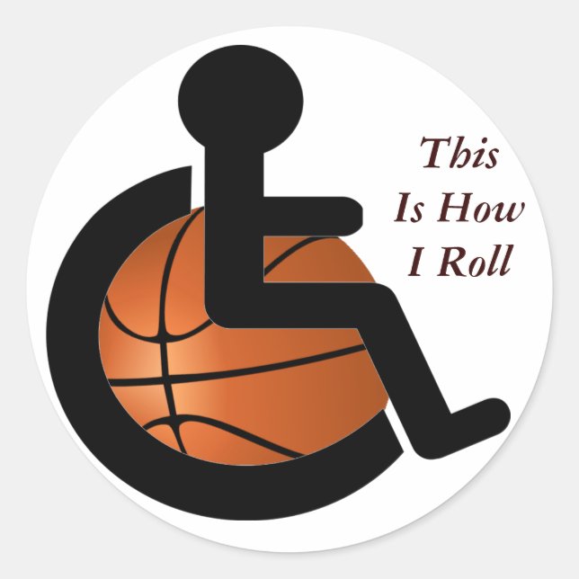 Sticker Rond Le basket-ball de fauteuil roulant ceci est (Devant)