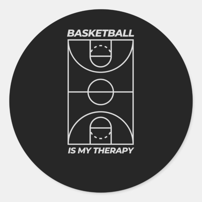 Sticker Rond Le basket-ball est ma thérapie (Devant)
