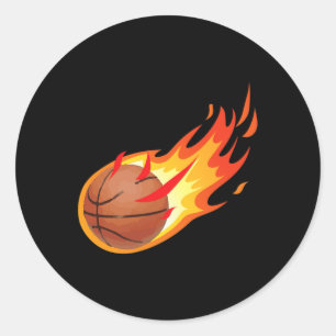 Sticker Rond Le Basket-Ball Feu Est Feu Et Fait Des Jeux