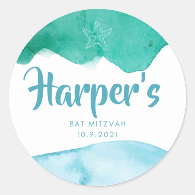 Sticker Rond Le Bat mitzvah de Harper (Devant)