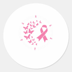 Sticker Rond Le Beurre-papillon rose guerrier Cancer du sein mo