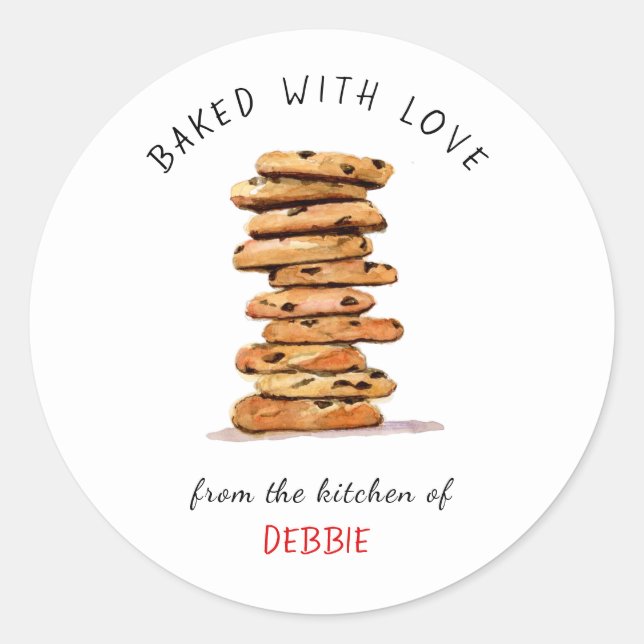 Sticker Rond Le biscuit au chocolat 'cuit avec amour' (Devant)
