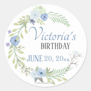 Sticker Rond Le bleu fleurit l'autocollant