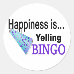Sticker Rond Le bonheur crie BINGO