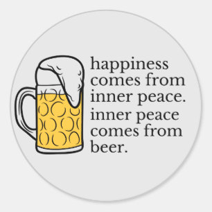 Sticker Rond Le Bonheur Est Bière Drôle Citation Word Art