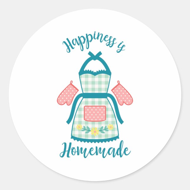 Sticker Rond Le Bonheur est fait maison (Devant)