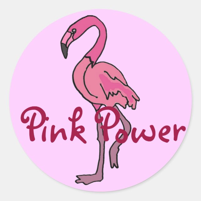 Sticker Rond Le BT Flamant rose rose Sickers de puissance (Devant)